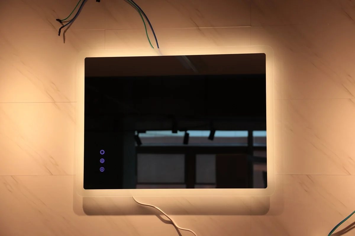 wholesale aluminum frameless rectangle modern bathroom decorative wall mirrors with led light