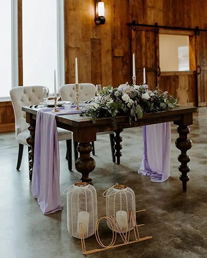 table runner with cushion purple Chiffon Table Runner 27x120 Inches Romantic flower table runner wedding