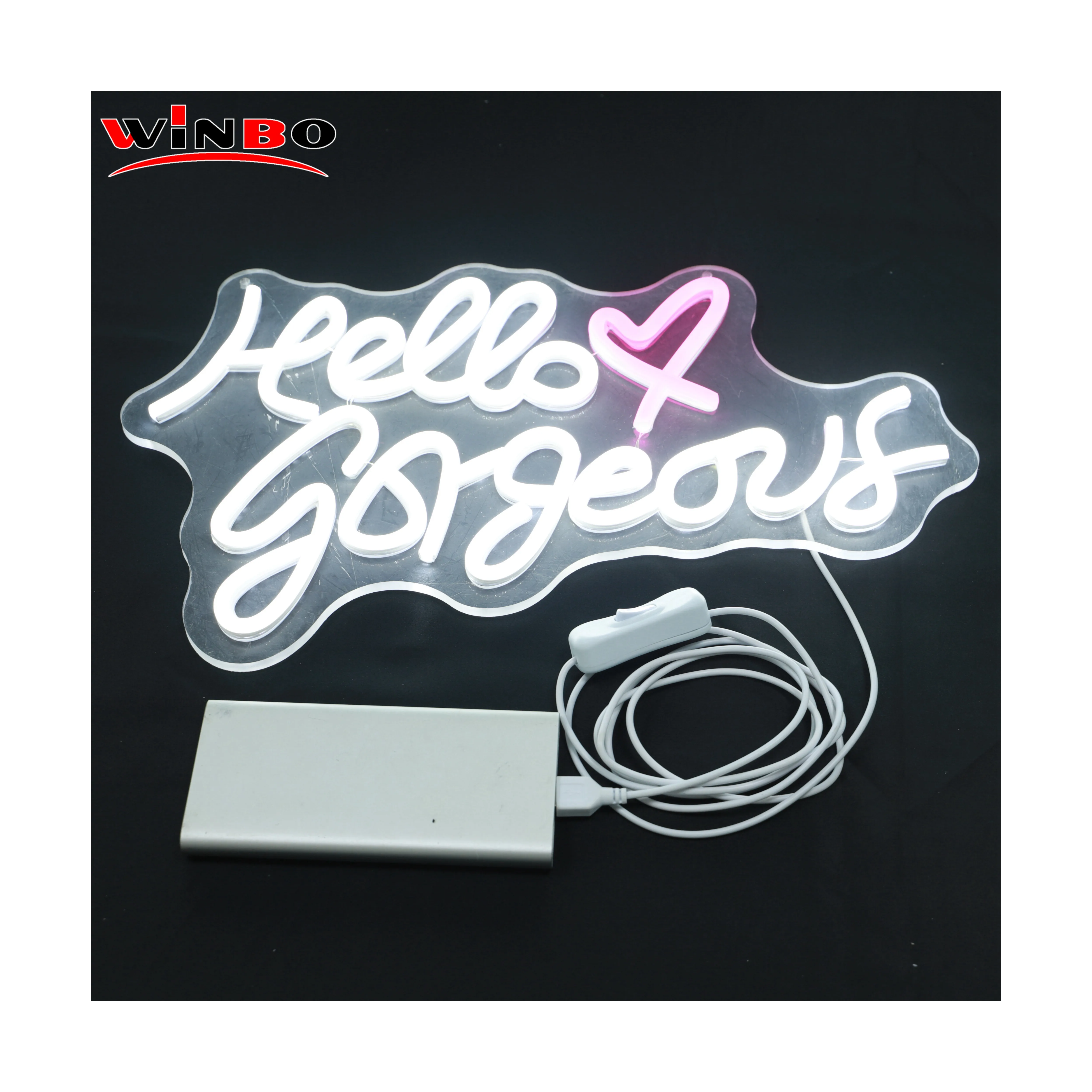 Новый дизайн светодиодная неоновая лента с буквами USB бесплатный настенный Декор Hello великолепная вывеска неоновые светодиодные