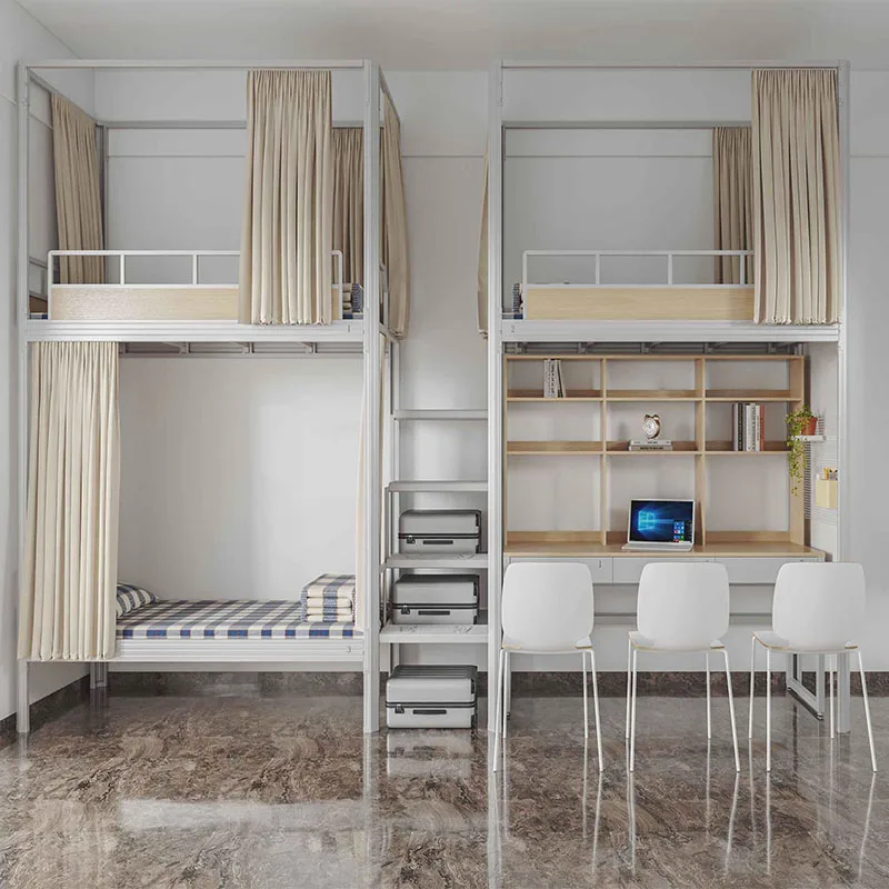 Campus furniture cheap wall bunk bed with wardrobe adult metal bunk beds with desk  bunk beds set