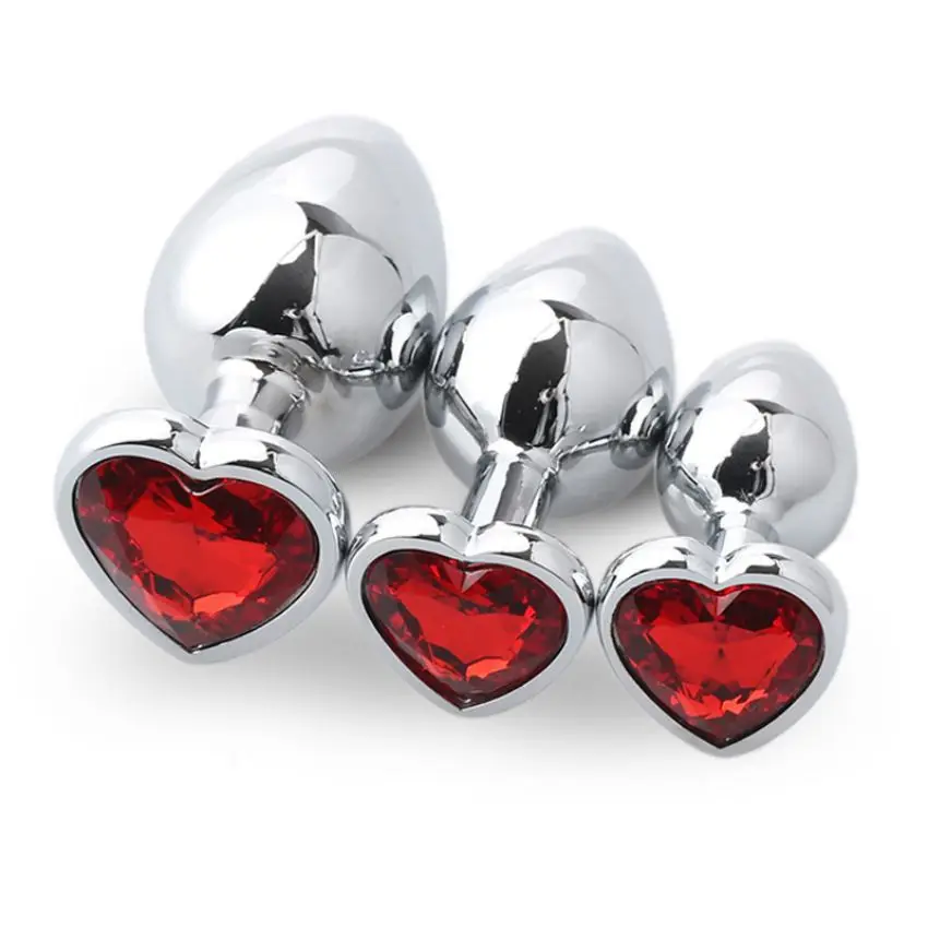 Butt Plug for Anal Plug Adult Sex Toy Heart Shape Diamond Base Metal Anal Plug Sex Toy for Women