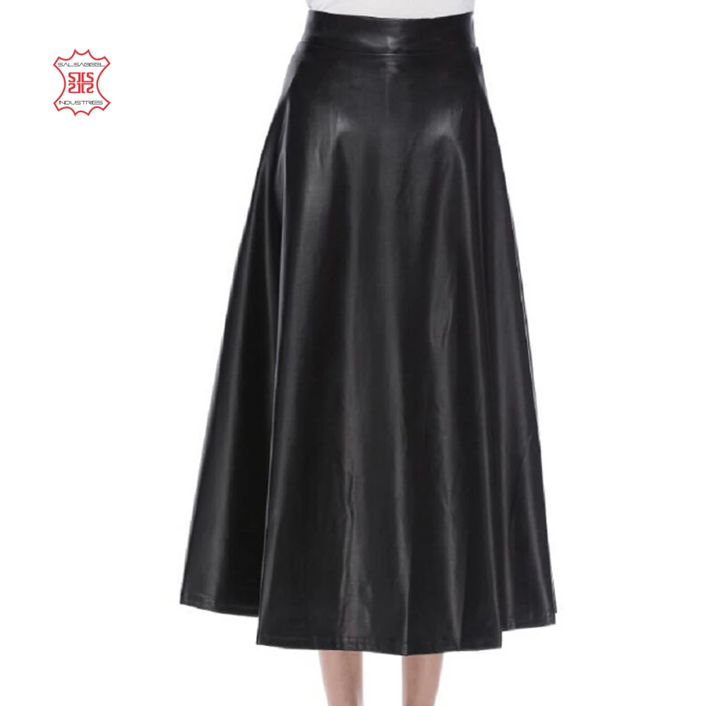 
2020 wholesale high quality custom design women plain long leather long skirt 
