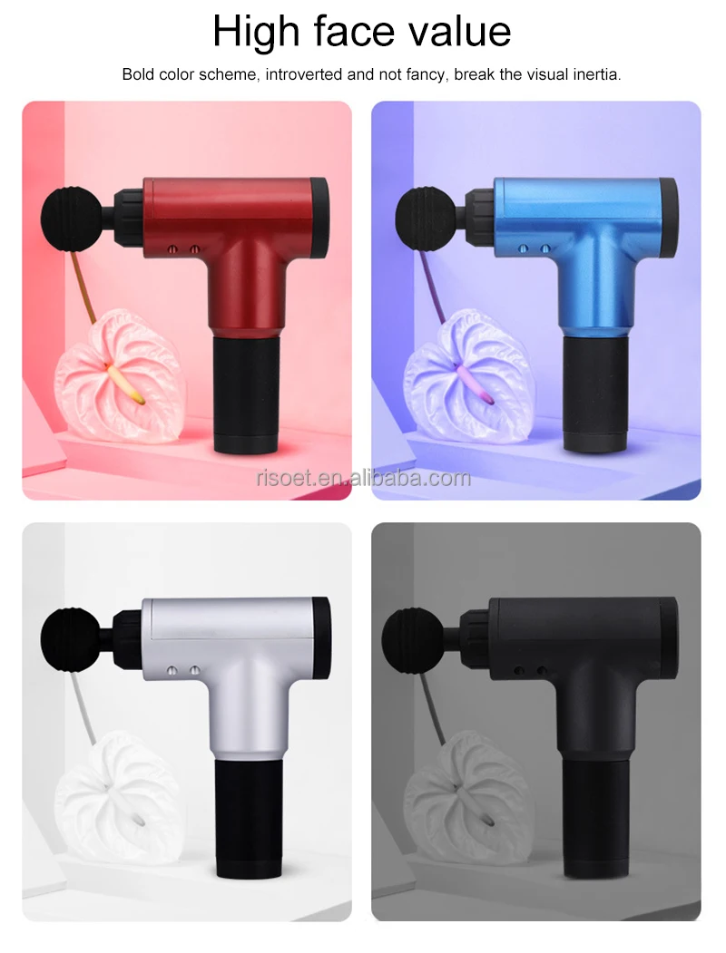 24V Portable Quiet Touch Screen 7 heads Cordless Deep Tissue Percussion Vibration Muscle fascia Massage Gun