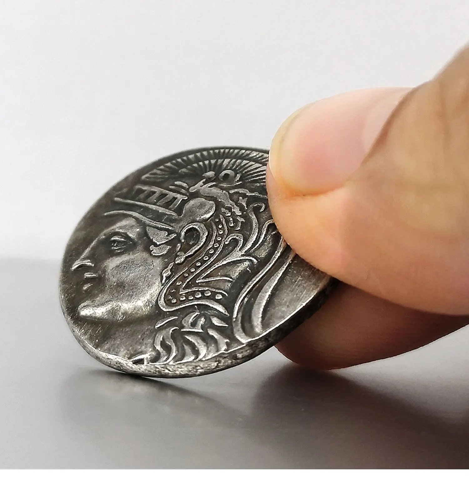 Ancient Greek Owl Athena Goddess Wisdom Collection Antique Silver Challenge Coin Double 3D Engraved Souvenir Metal Coins Custom