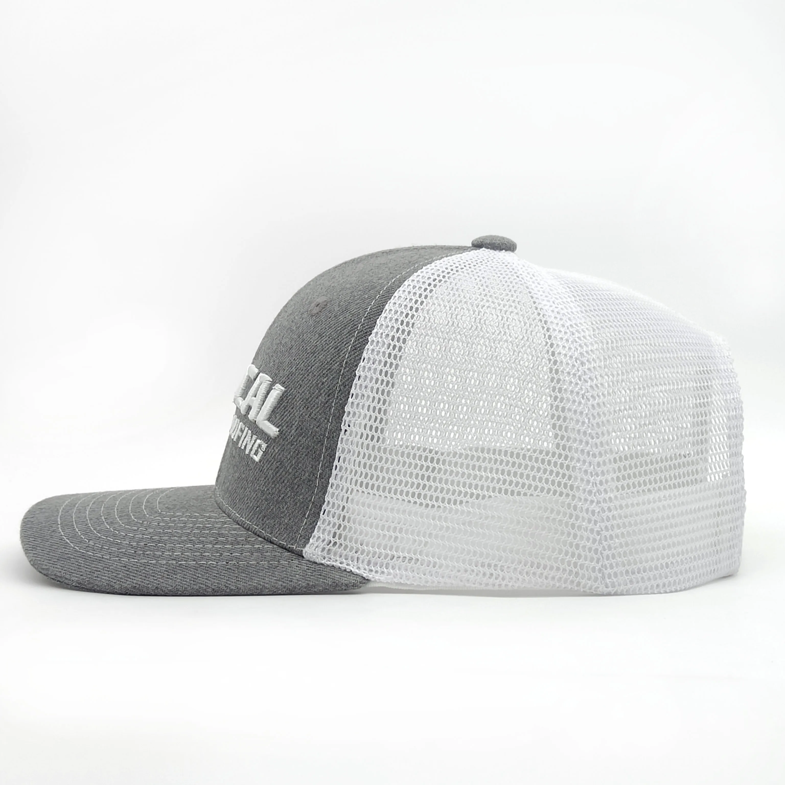 Wholesale Custom High Quality Richardson Style 6 Panel Heather Grey 3D Embroidery Model 112 Mesh Trucker Hat