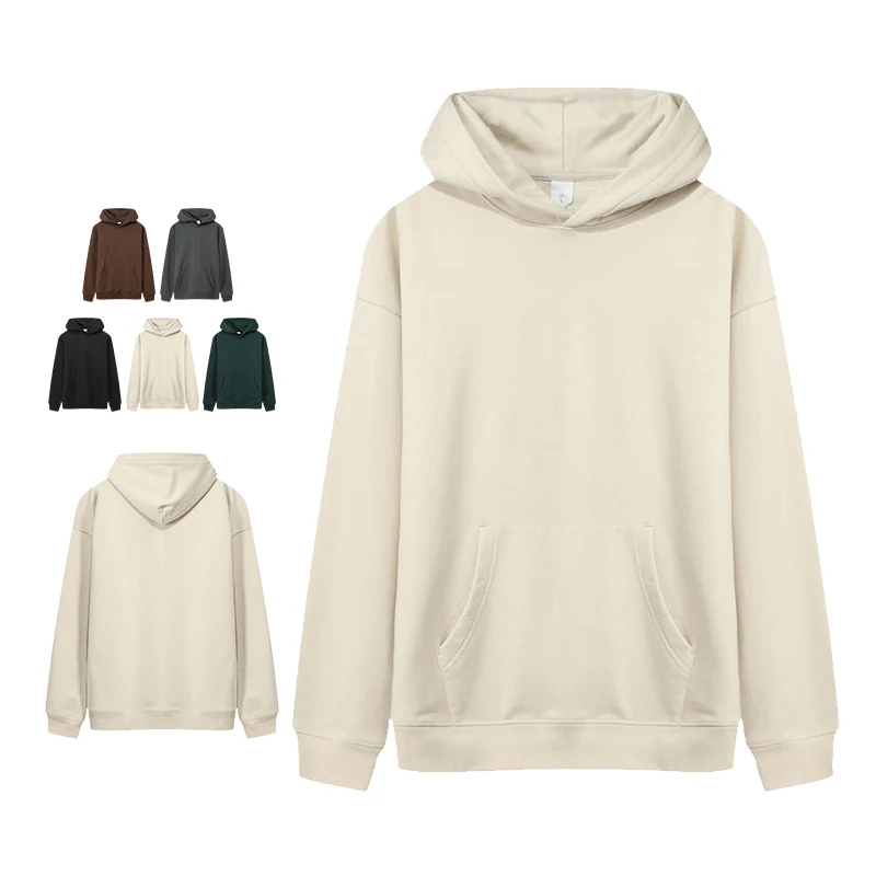 Puff Printing 100% Cotton Thick Heavyweight Hoodie Custom Drop Shoulder Fleece Oversized French Terry Pullover Hoodies Men