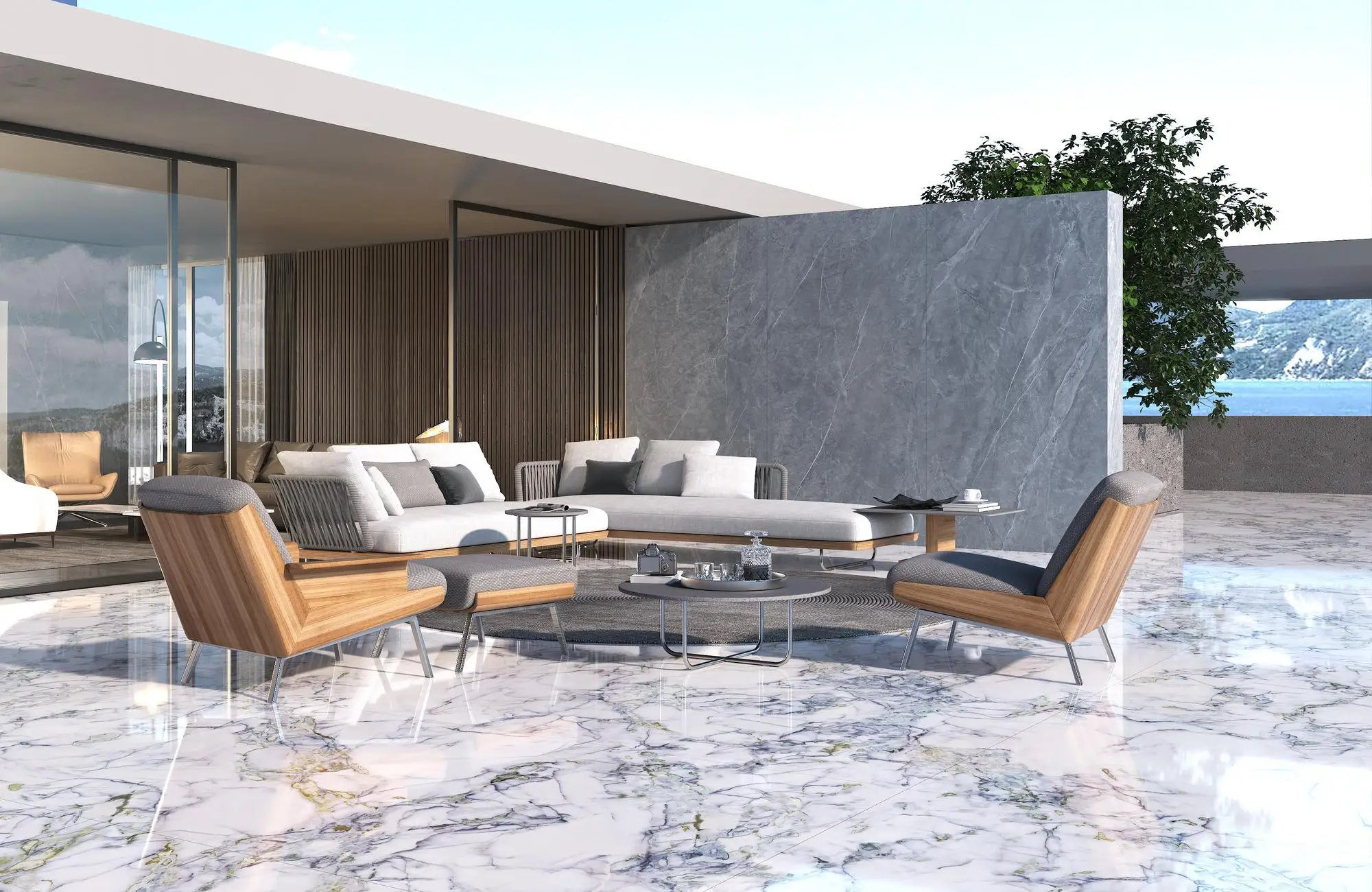 Crystal Glazed Porcelain Wall Panel for Wall Decoration & Flooring 2600X1200X6mm Complex Pattern Design