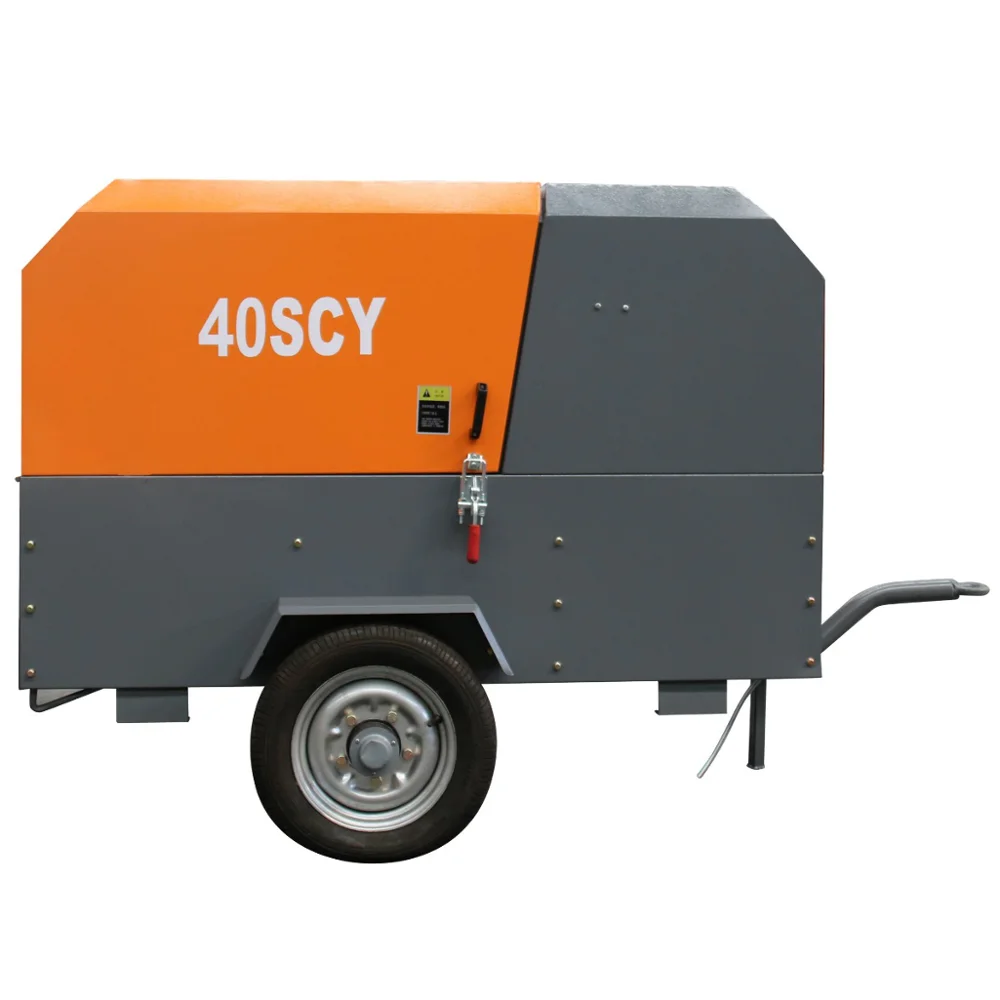 158CFM 102PSI small rotary diesel screw air compressor with wheels