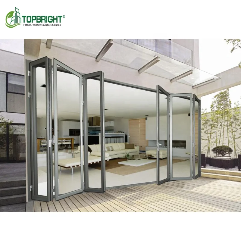 Guangdong hurricane impact exterior doors and windows bifold custom glass bi folding door