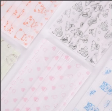 Cartoon Flat Pattern Disposable Half Face Mask for Kids Functional Dust Proof with Nose Shield Kids Fashion Mask