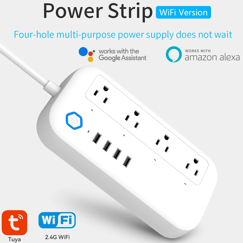 RSH Tuya Wifi Smart Socket Power Strip With 4 USB Ports Multi-Plug Smart Life