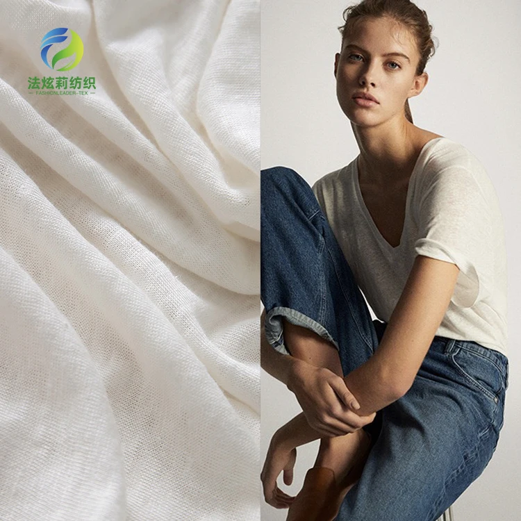oeko-tex  pure linen fabric textile 100%french linen fabric roll jersey knitted fabric for shirt