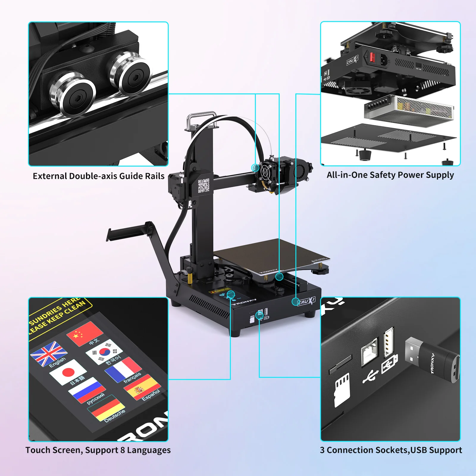 Crux 1 быстрый 3d принтер китайский производитель принтеров золотой PEI tronxy сборка поверхности наборы 3D все в одном портативный