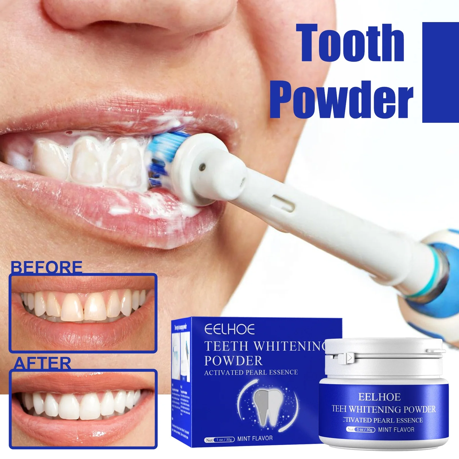 100% Natural Tooth Powder Activated Pearl Essence Mint Flavor Teeth Whitening Powder Toothpaste Power