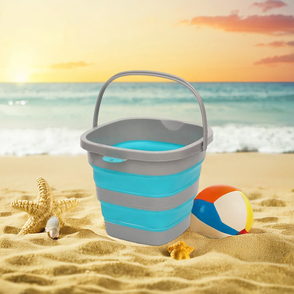 10L square Plastic Foldable Water Mop Collapsible Bucket Beach Sand Fish Container Lightweight for Home Use