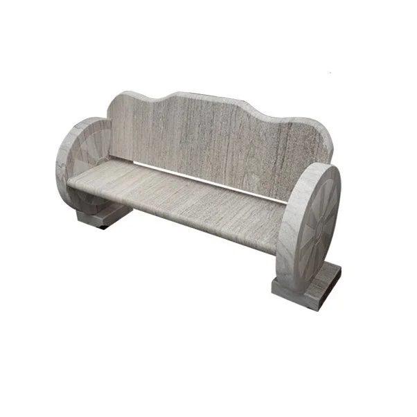 Modern Outdoor Garden Park Granite Stone Seat Wheel Benches With Backrest Design
