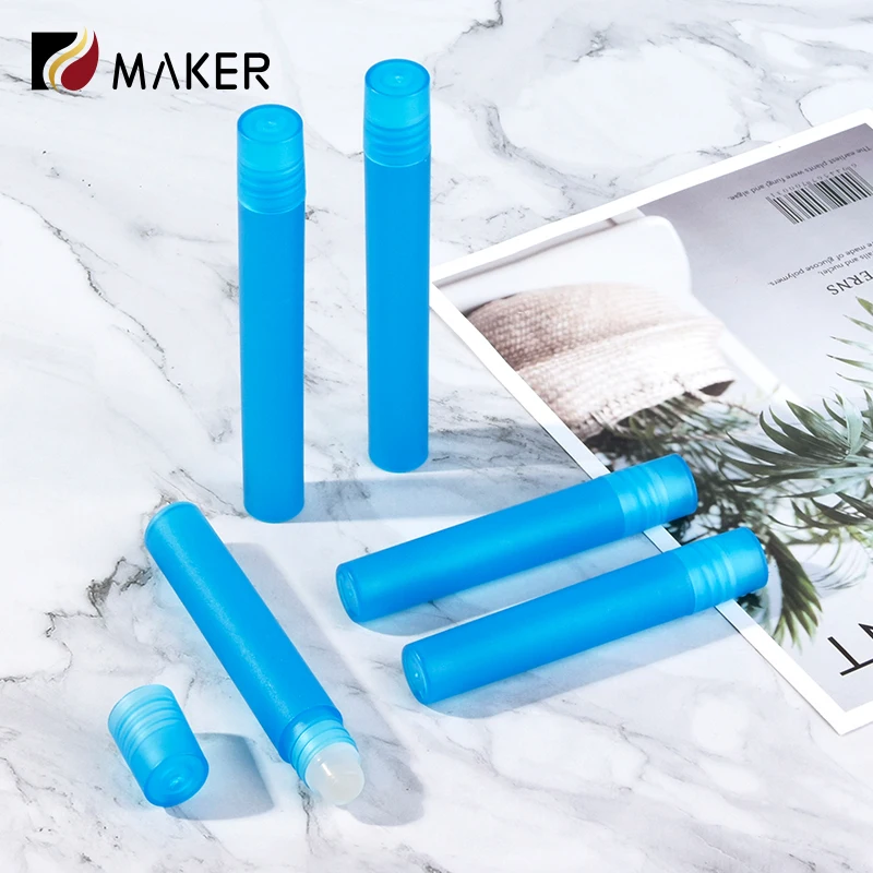 Wholesale 8ml 10ml luxury refillable empty plastic PP roll-on perfume eye essential oil roll on bottle with glass roller ball