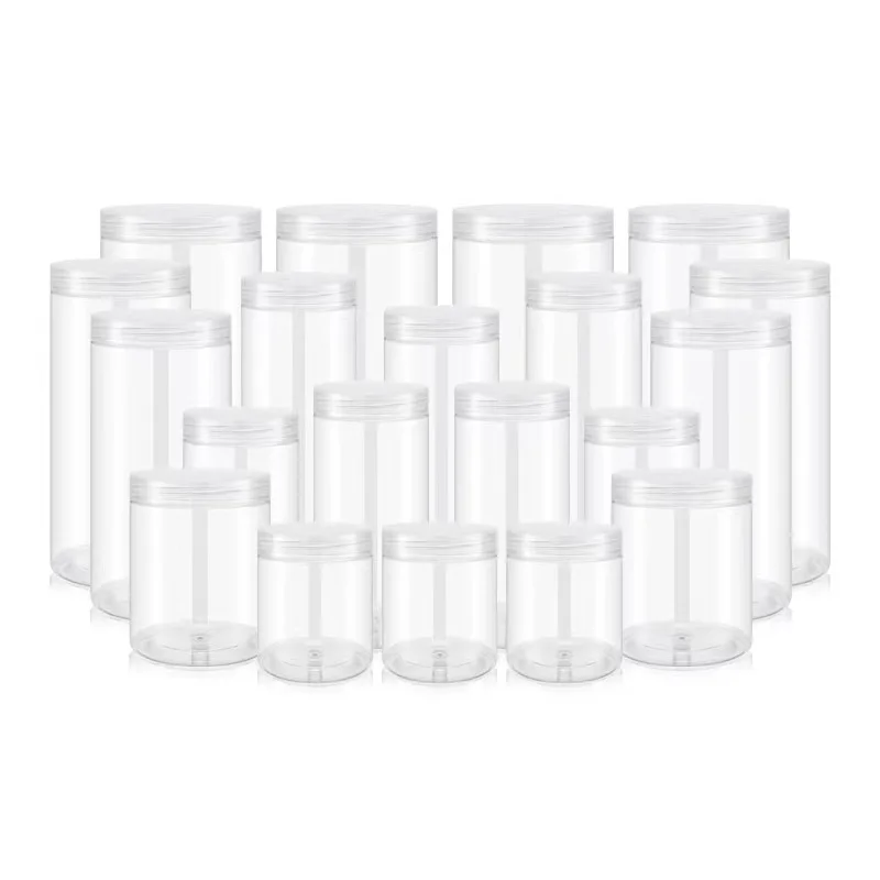 In stock 50ml -1000ml wide mouth plastic food jars clear pet jar plastic jars with lid