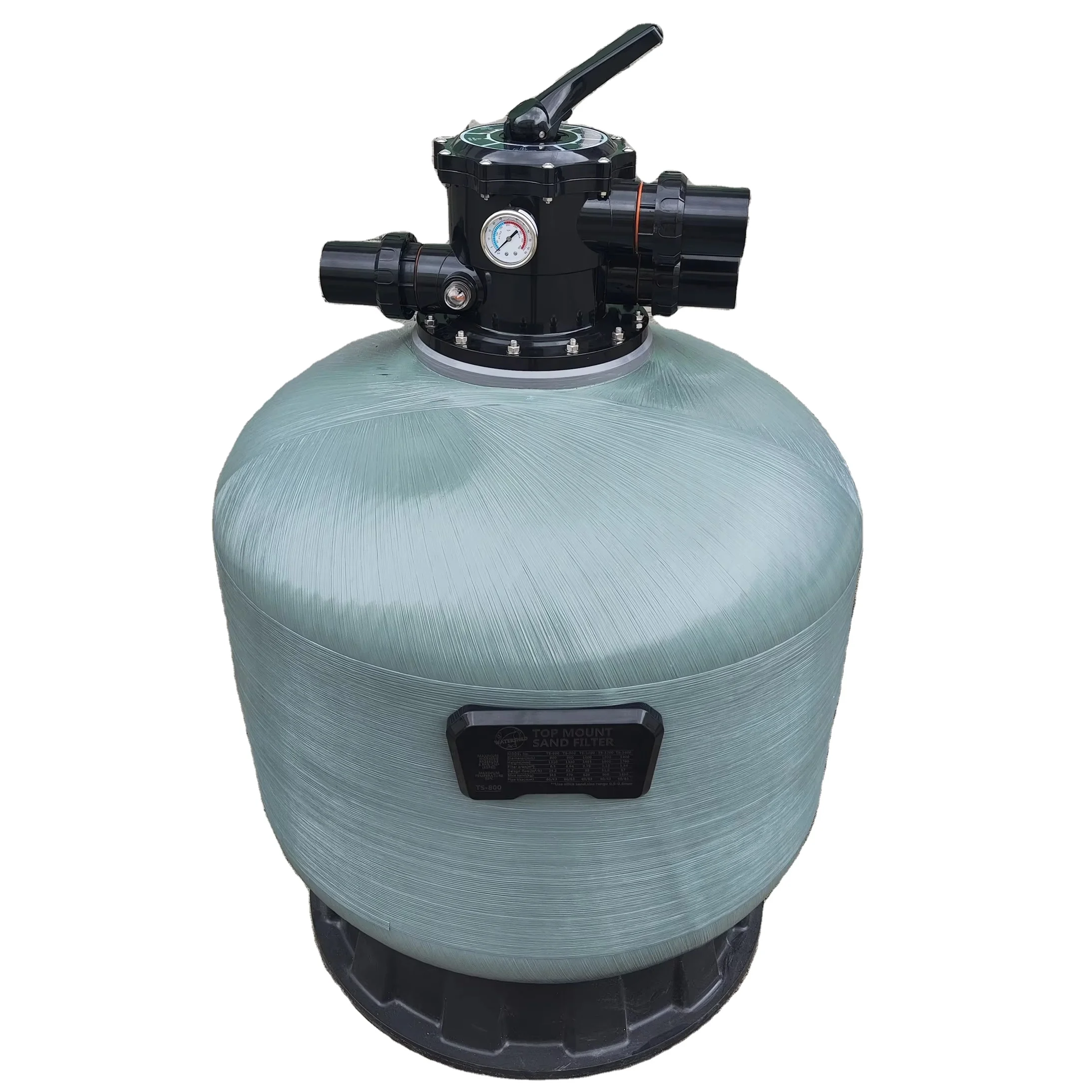 OEM Custom-Size Top-Mounted Sand Filter Tank for Pool with Clamp or Bolt Type Valve Chlorinator Type Pool Filtration System