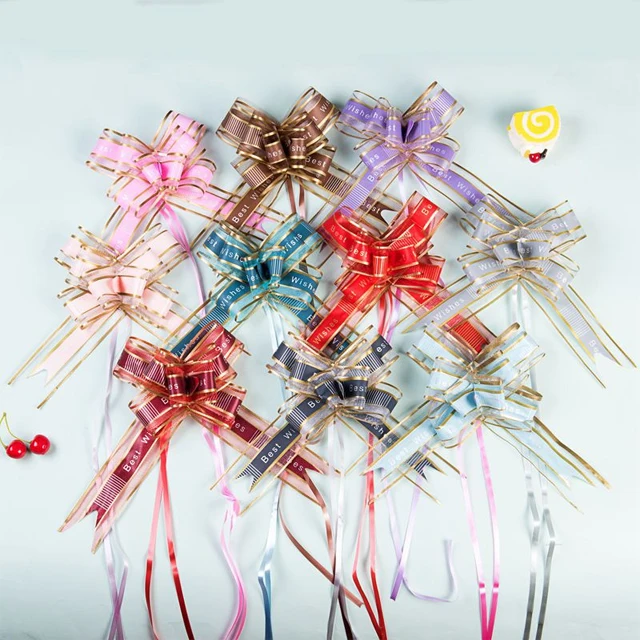 plastic decorative gift pull up bow flower wrap birthday valentines day decoration ribbon pull bow