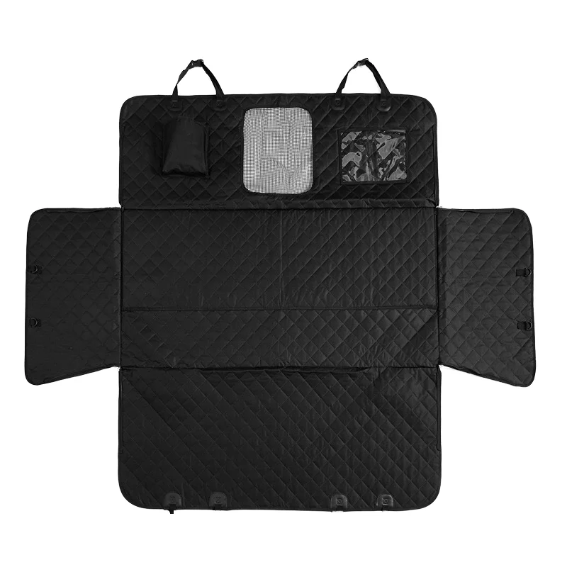 Extended Dog Car Seat Cover for Back Seat Extra Larger with Safety Belt Hard Bottom Car Back Seat Extender Dogs fit for all Cars