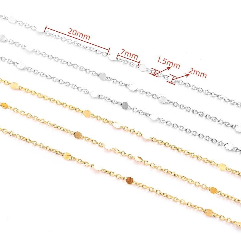 1 metres/strip KC gold/Rhodium Plated Spacer disc copper Chain for Jewelry Making DIY Necklace Chains Foot chain accessories Y8
