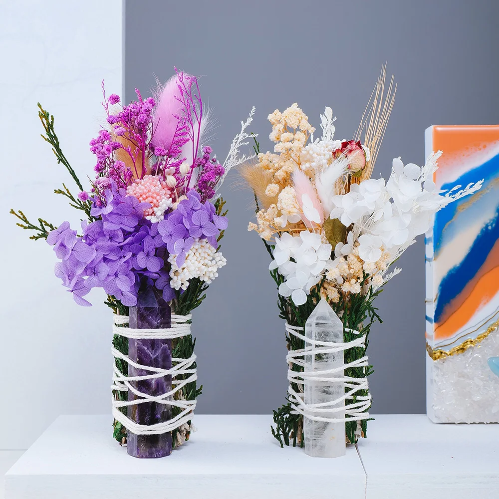 Hot selling wholesale natural Crystal point bouquet home decoration and ornaments bring financial luck