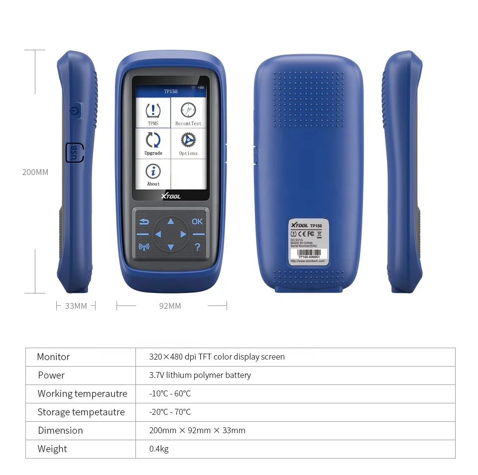Система контроля давления в шинах XTOOL TP150 OBD2 диагностический сканер TPMS программа с датчиком 315 и 433 МГц