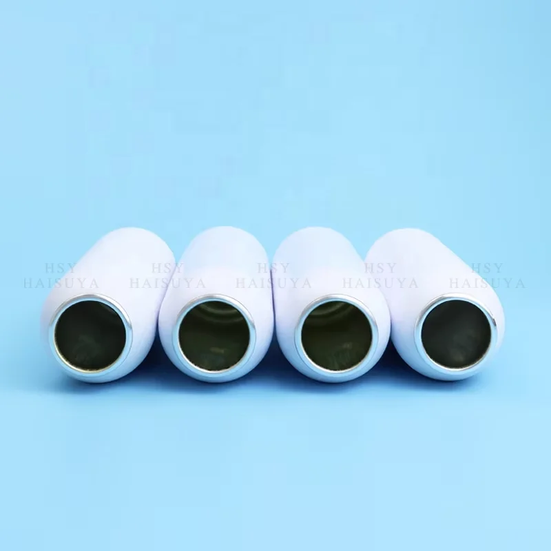 Custom White Aluminium Screw Lid Perfume Cosmetic Fancy Bottles Cap Label Refill 100ml-600ml Aerosol Spray Round Cans With BOV