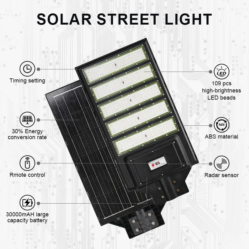 High Lumen Solar Lampe Led Solaire 300w Solar Street Lamp With Solar Panel