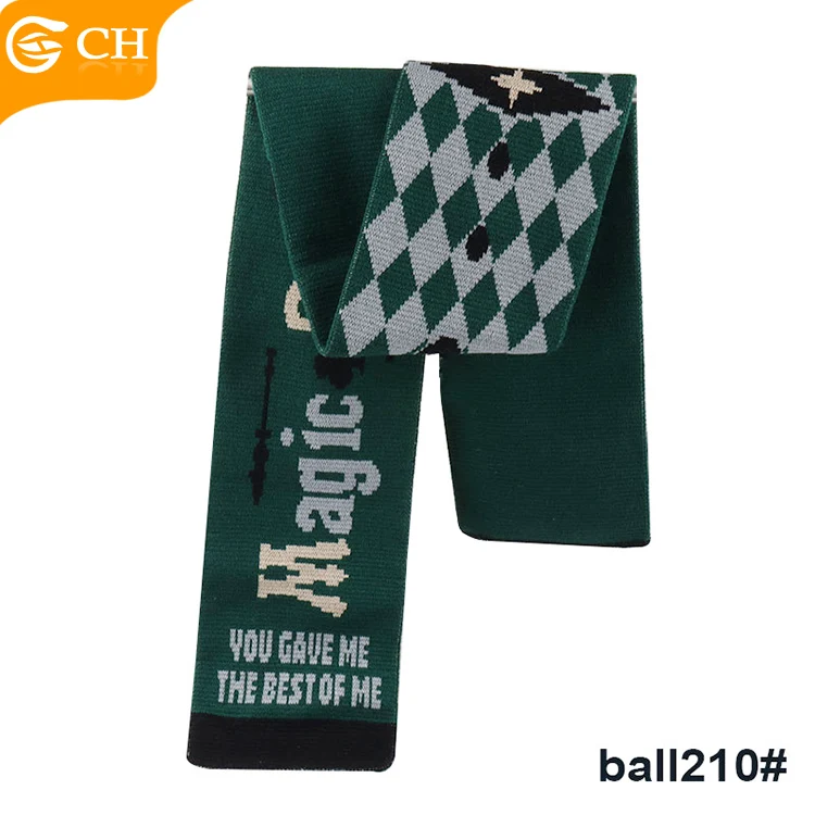 Professional Supplier Knitted Football Scarf Custom Good Quality Black Green Acrylic Winter Scarf Custom Logo Football Scarves