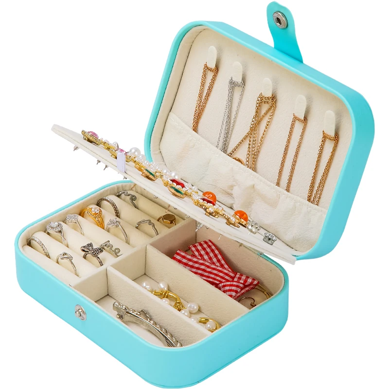 Custom wholesale earring Ring Luxury Display Necklace  jewelry Case Organizer Girls travel PU leather jewelry Box