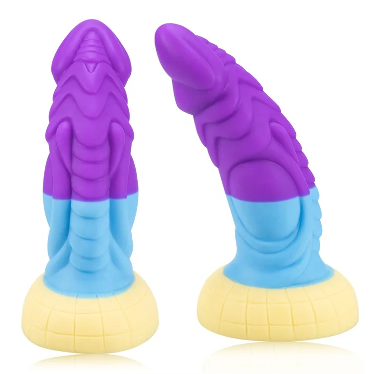 Rainbow Colorful Pendant 3-layer Color Alien Liquid Silicone Animal Dildo Penis Big Suction Cup Adult Anal Women Gay Sex Toys