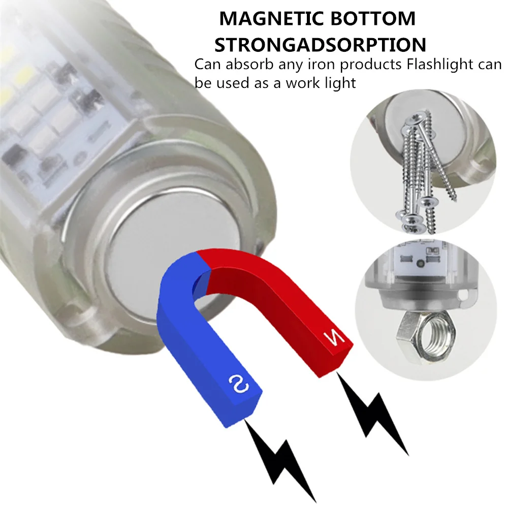 LED Torch Lamp with Magnet Camping Uv Light Telescopic Zoom Long Distance Rechargeable Flashlights