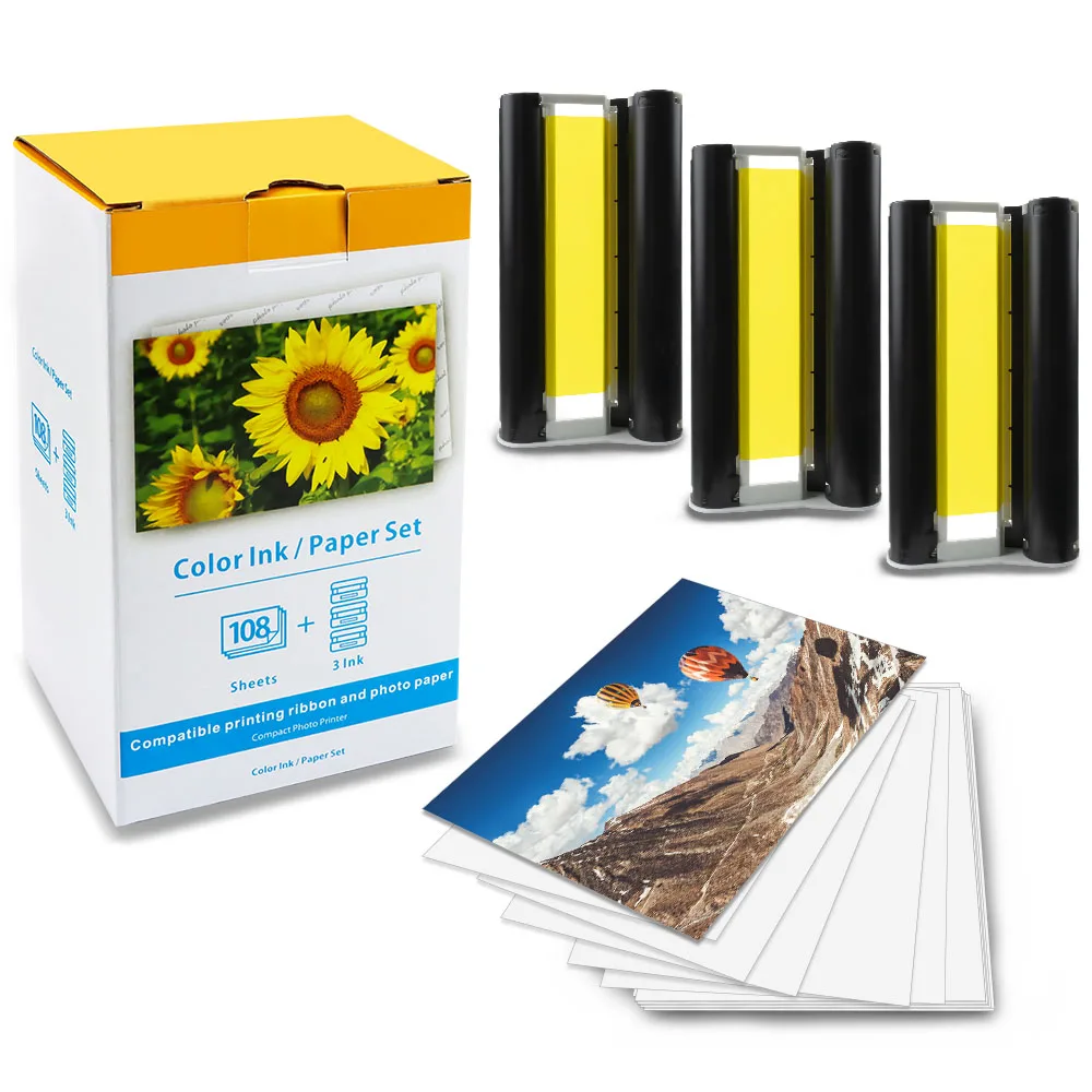 Wholesale New Compatible Color Ink 108 Sheets Photo Paper for Canon Selphy CP1300 KP-108IN for canon selphy cp1300
