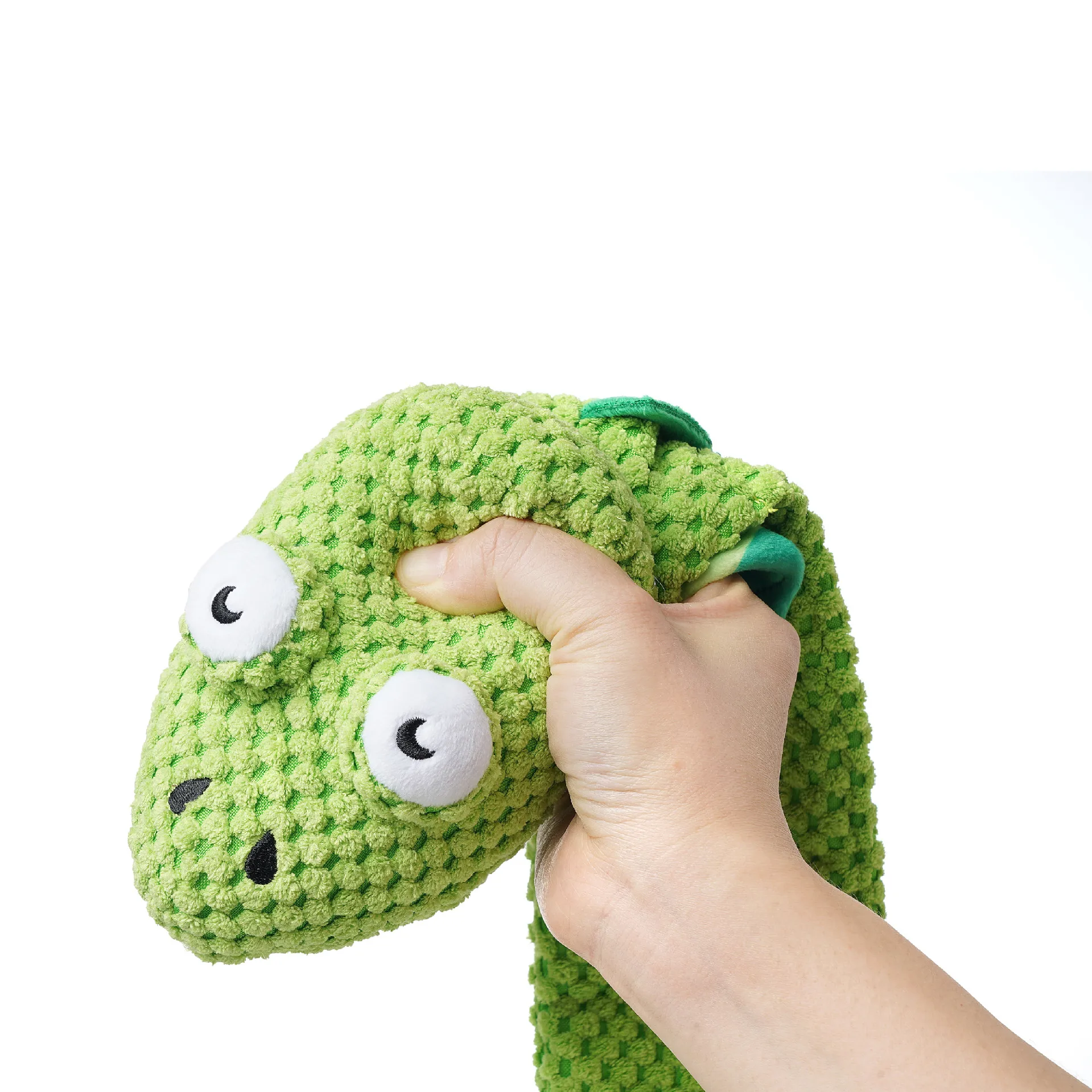 Wholesale Custom Green Chameleon No Stuffing Dog Puzzle Treat Toys Interactive Chew Squeaky