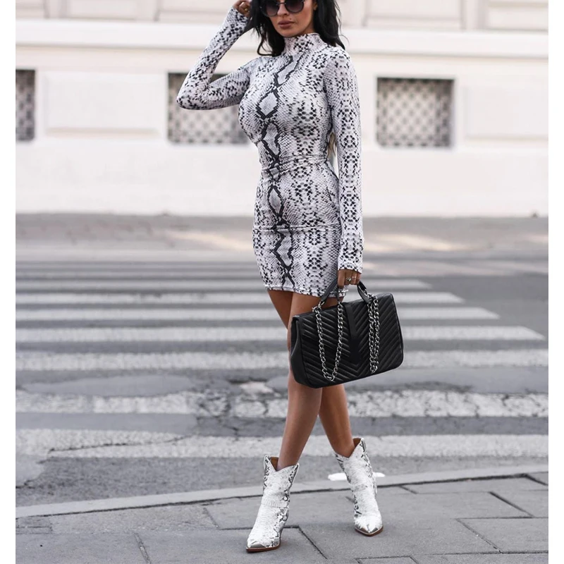 
CA0578A hot selling 2020 fashion clothing summer collection snake print dress for women short bodycon tight dresses 