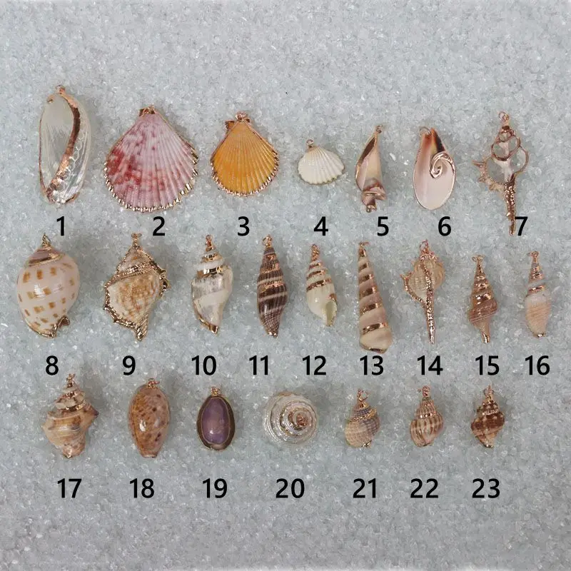 Custom Handmade Gilded Edge Natural Shellfish Pendant DIY Jewelry Accessories