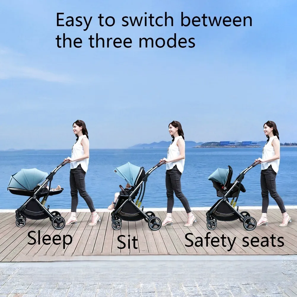 2023 New Multi-function Baby Stroller Eggshell Shape Leather Baby Carriage Model 2 in 1 Travel KBL-809 For New Born Stroller