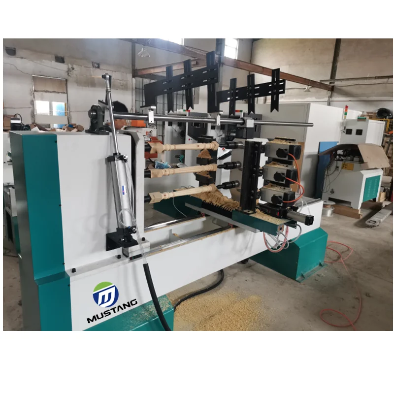 MT1516 Mustang Triple Axis Automatic Wood Lathe Machine Woodworking Machine Baseball Bat Cnc Wood Turning Lathe