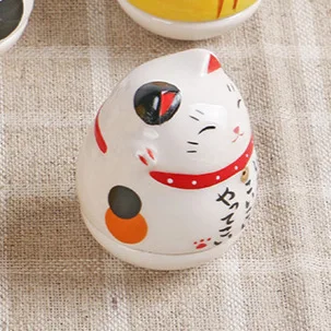 HL Ready To Ship Hand-painted Cute Ceramic Cat Kitty Lucky Fortune Cat Japanese Maneki Neko Gift For Cat Lovers Ornaments