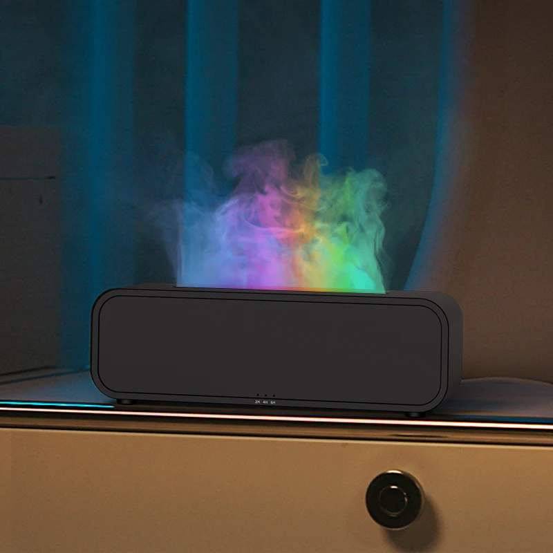2024 new arrival 7 Color Flame Aroma Diffuser smart Remote Control Rainbow Night Light music Air Humidifier Diffuser