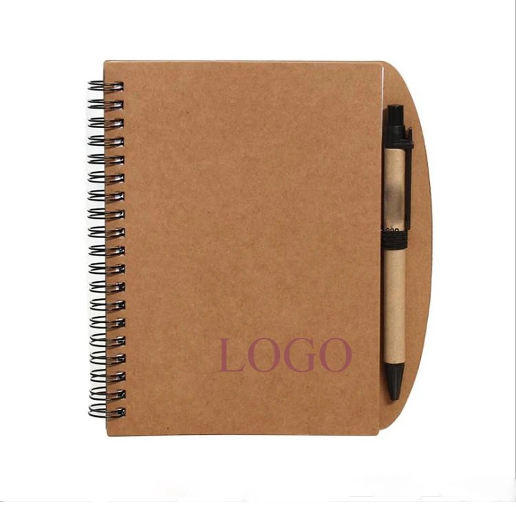 
Customized Logo Double Metal Spiral Eco-friendly Book with Paper Pen Recyclable Notebook for Promotion Gift 