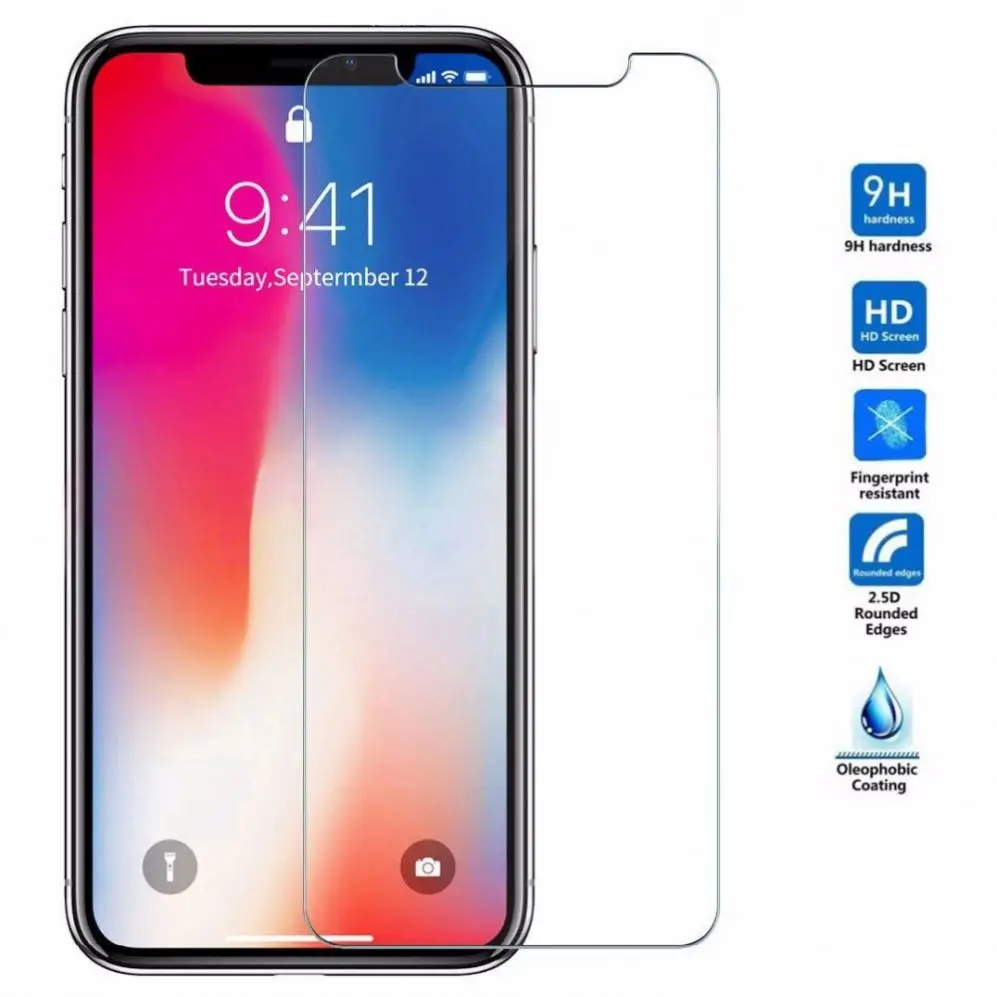  Высококачественное Закаленное стекло для iPhone 12 11 XR XS Max 2.5D 9H Защита экрана Xs Xr X