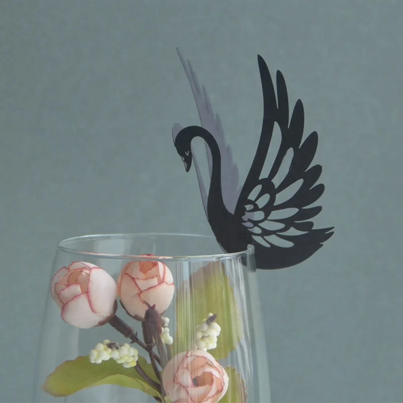 Colorful peacock laser cut  paper crafts place cards for wine glass