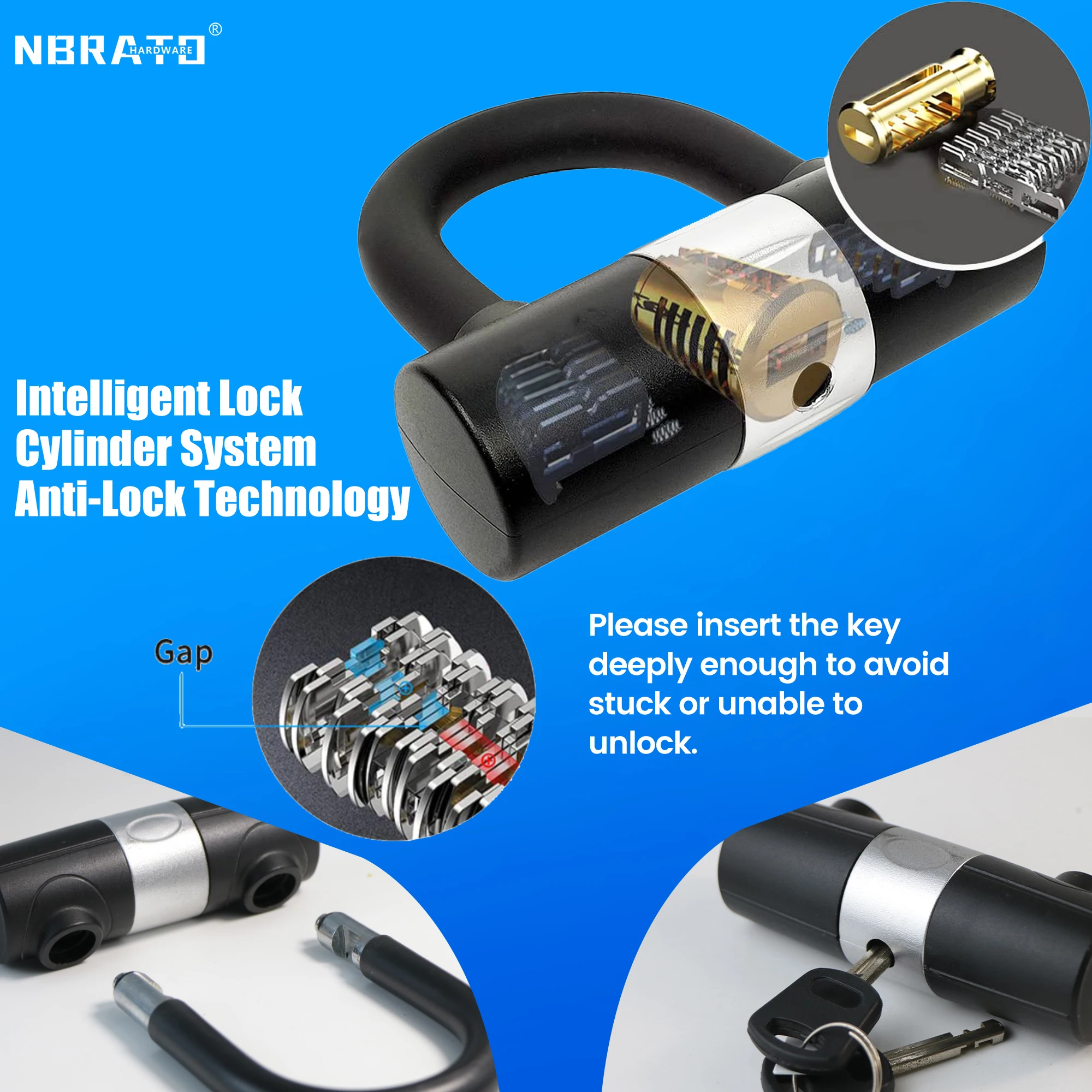 door gate padlock MINI u-lockhot sale 2 key small kid mini U type bike lock