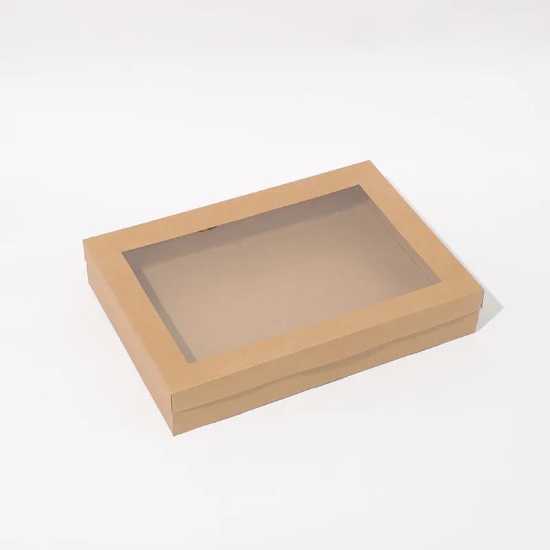 Manufacturers wholesale folding kraft paper box with window cake gift packaging carton customization