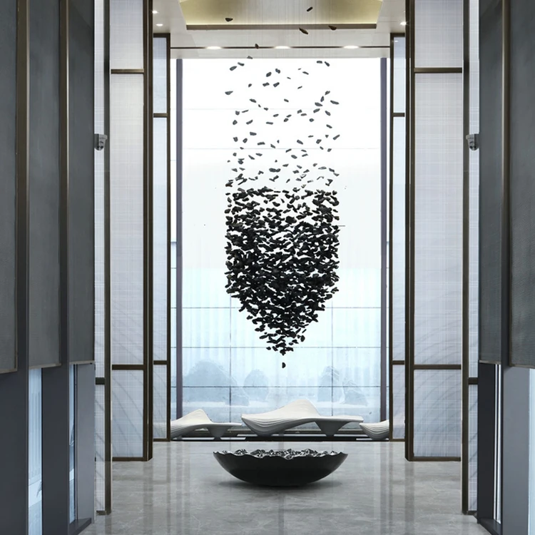 Современный стиль высокий потолок внутреннее украшение индивидуальный проект вилла лестница люстра для