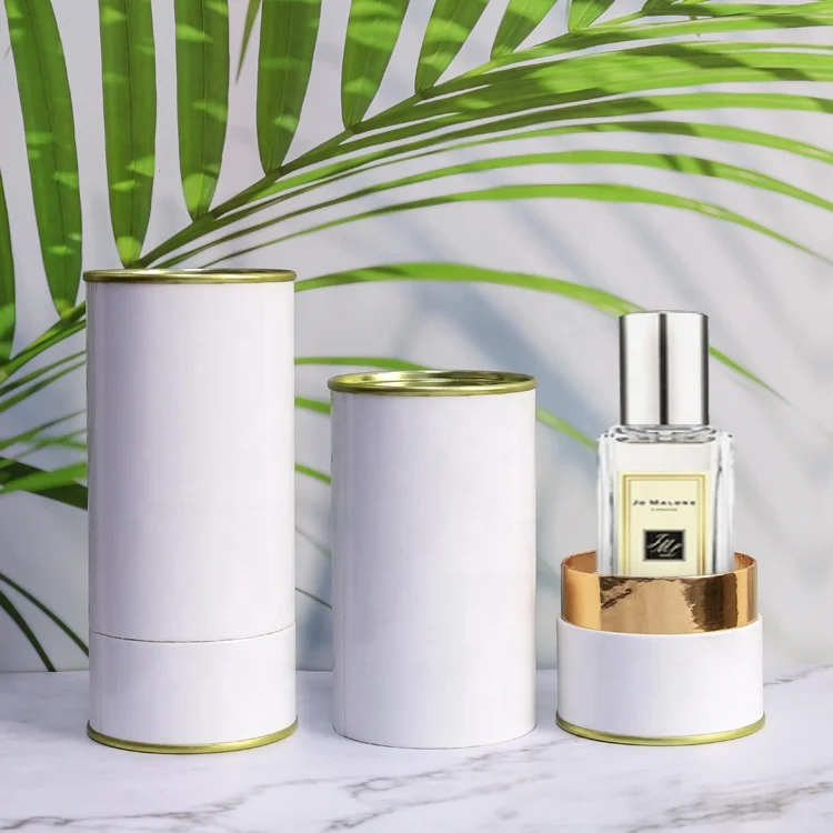 Gift white cardboard cylinder packaging makeup cosmetic lotion reed diffuser aroma perfume essential oil bottle with paper tube