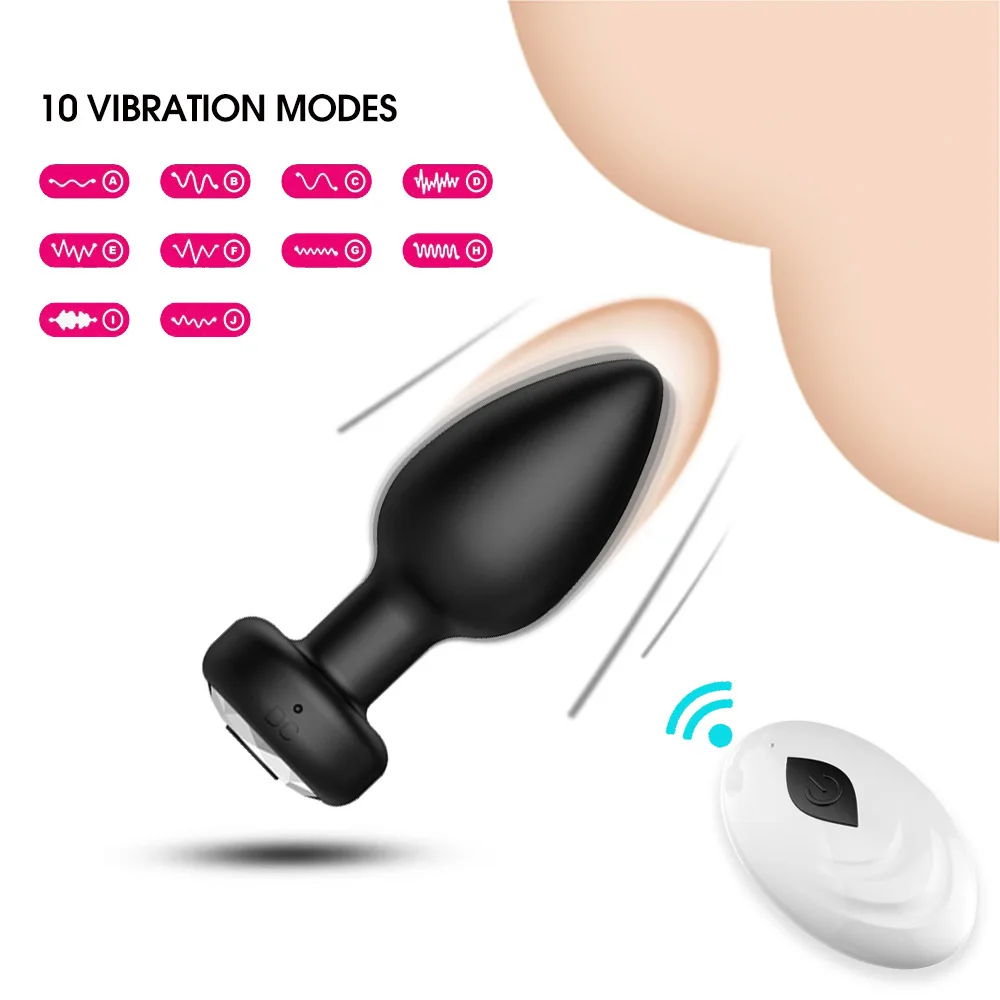 Adult Sex Toys Games Wireless Remote Control 10 Frequency Vibration,Small Butt Plug for Female Male Prostate Massage Anal Plug